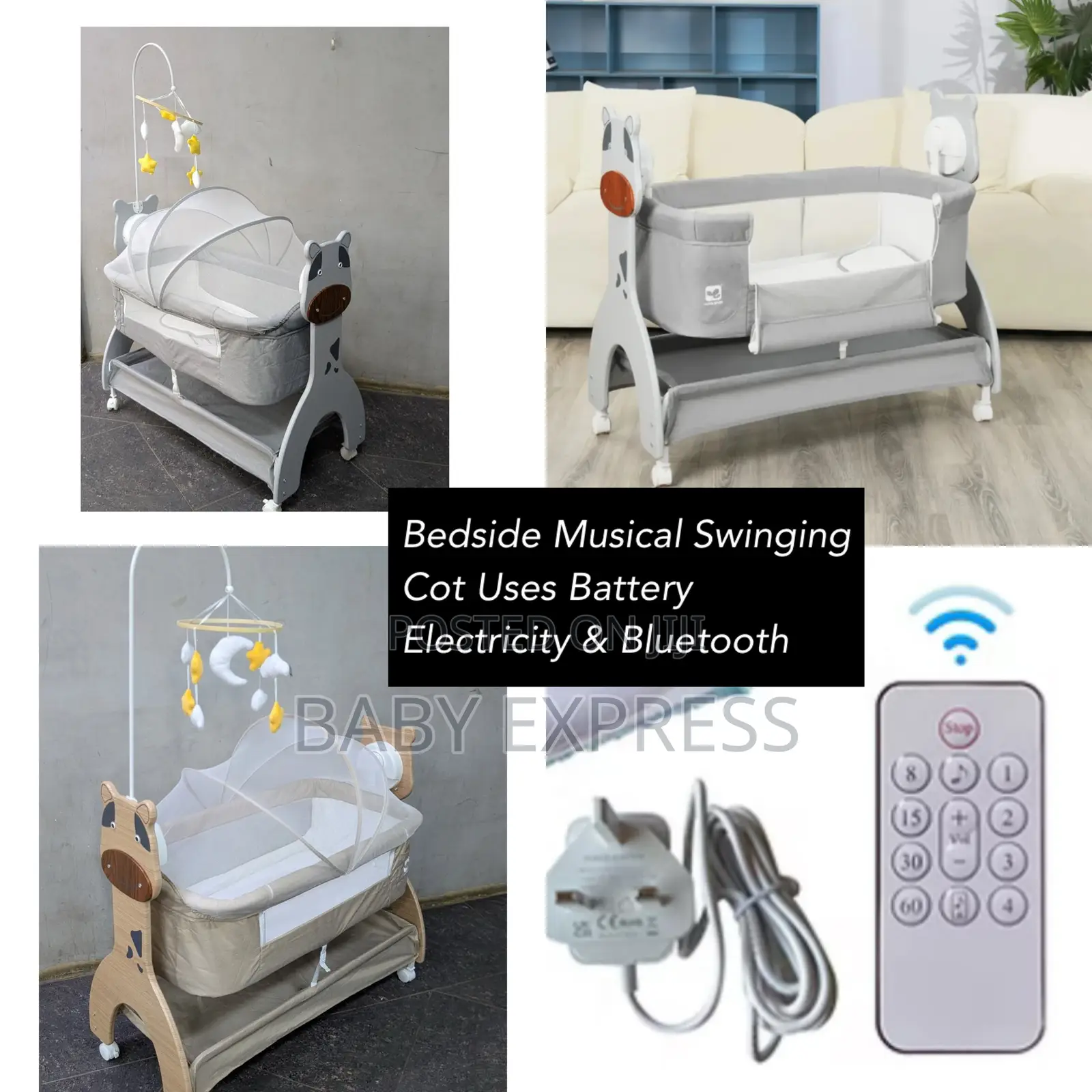 Bedside Musical Swinging Cot Uses Battery Electricity Bluetooth