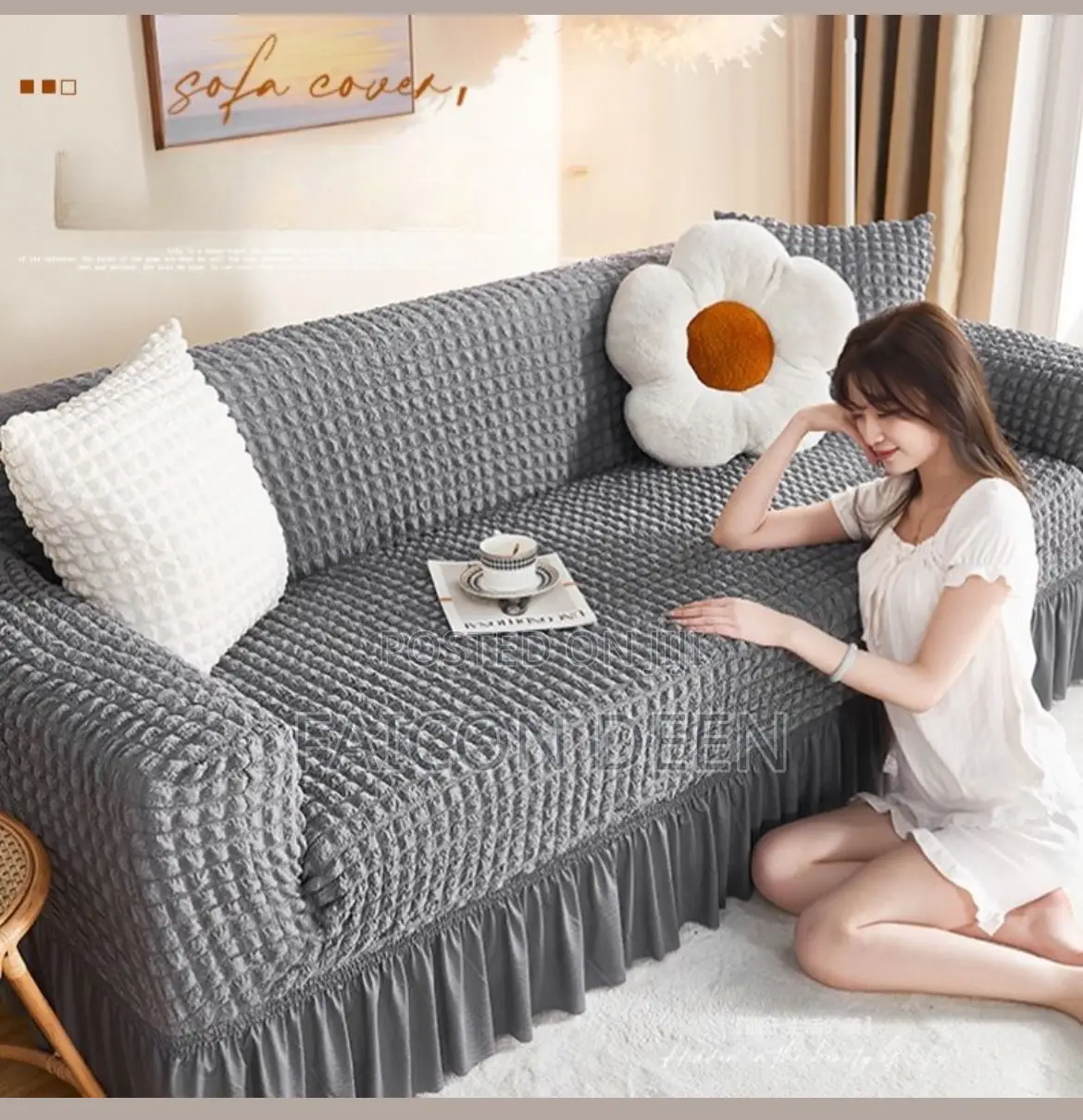 Full Coverage for Big and Wide Sofas (Sofa Skirt((Only Sold as a Set )