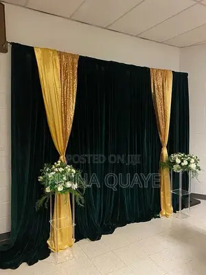 Interior Exterior Drapes / Curtains Gold Black Decoration Rentals