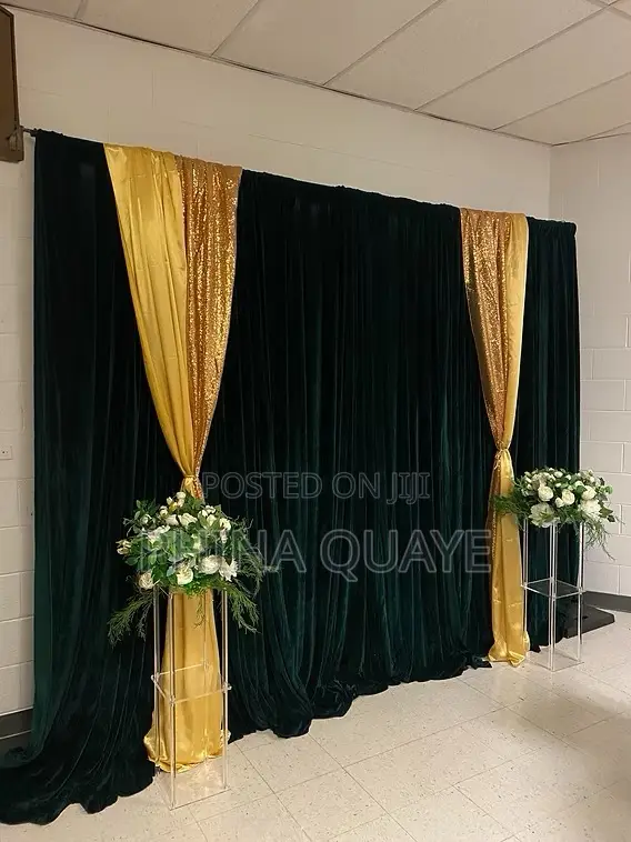 Interior Exterior Drapes / Curtains Gold Black Decoration Rentals