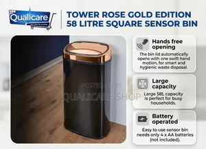 Tower Rose Gold Edition 58 Litre Square Sensor Bin