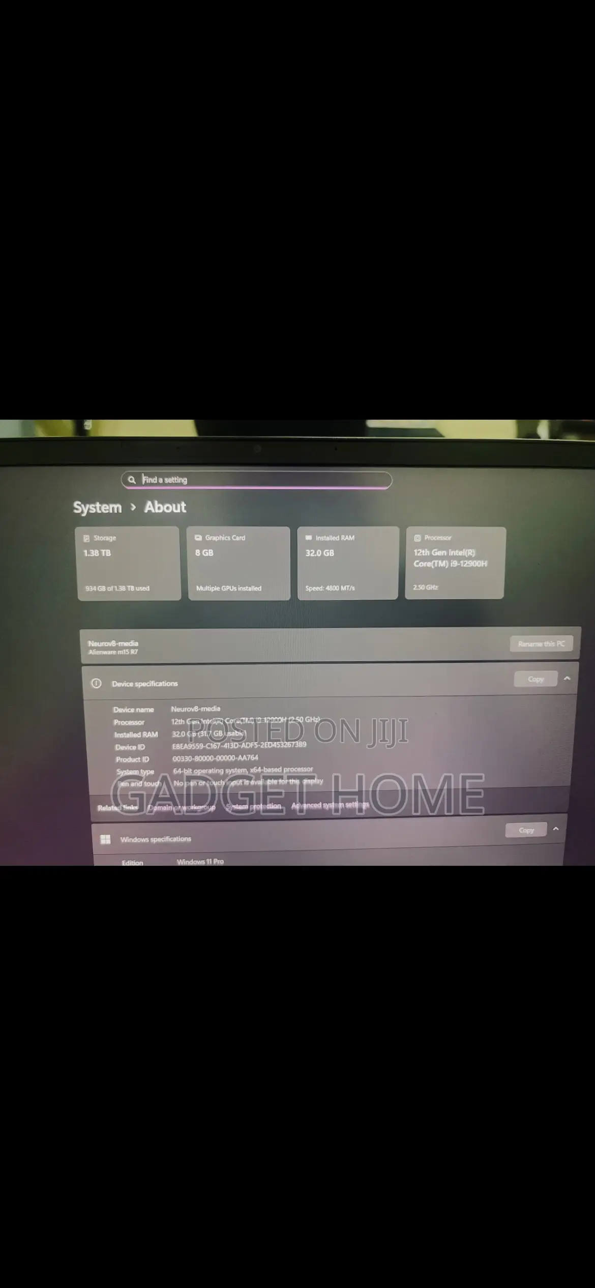Laptop Dell Allenware M15 R5 32GB Intel Core i9 SSD 1T