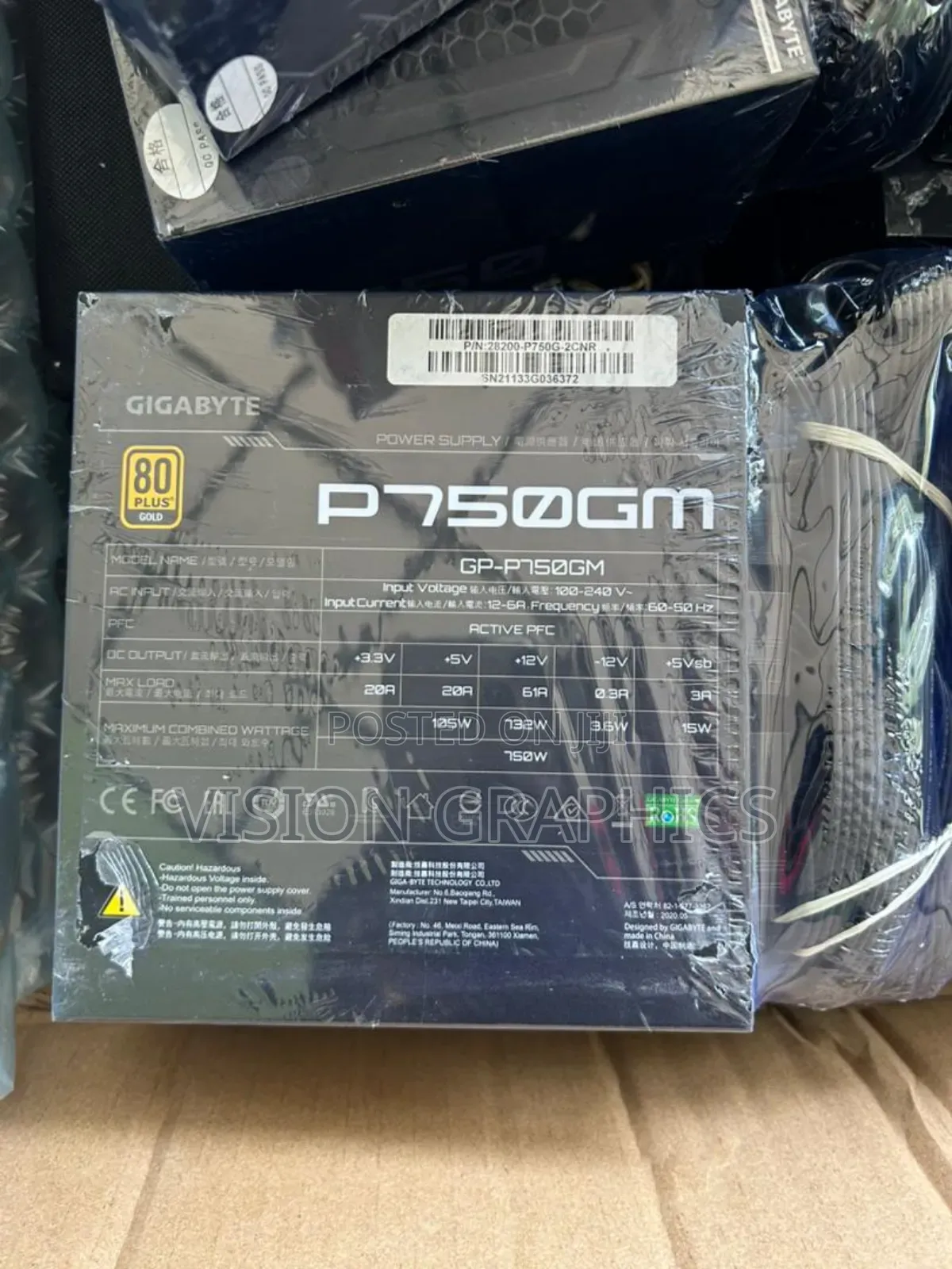 Gigabyte P750gm 4x 8pins for Gpu 80plus Gold Modular Power Supply