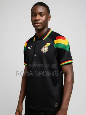Ghana Retro-Inspired Black Polo Jersey