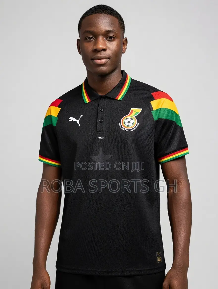 Ghana Retro-Inspired Black Polo Jersey