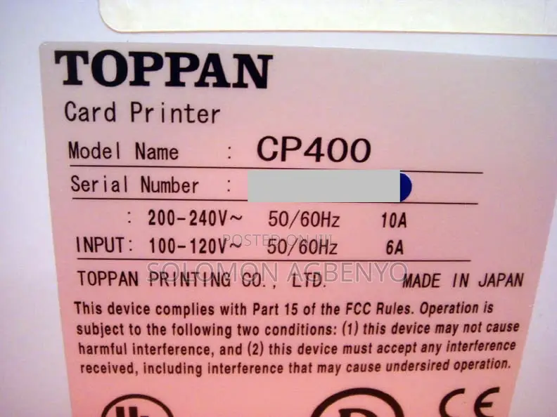 Toppan Visage Cp400 600dpi Color Id Badge Printer
