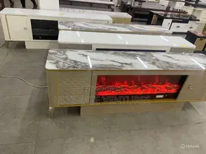Modern Tv Stand With an Electric Fireplace and Bluetooth Connectivity
