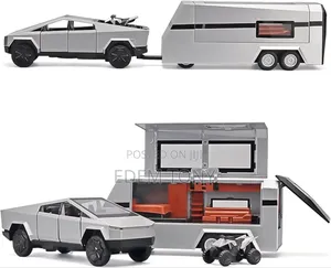 Tesla Cybertruck Die-Cast Toy Set Trailer, Charging Pile
