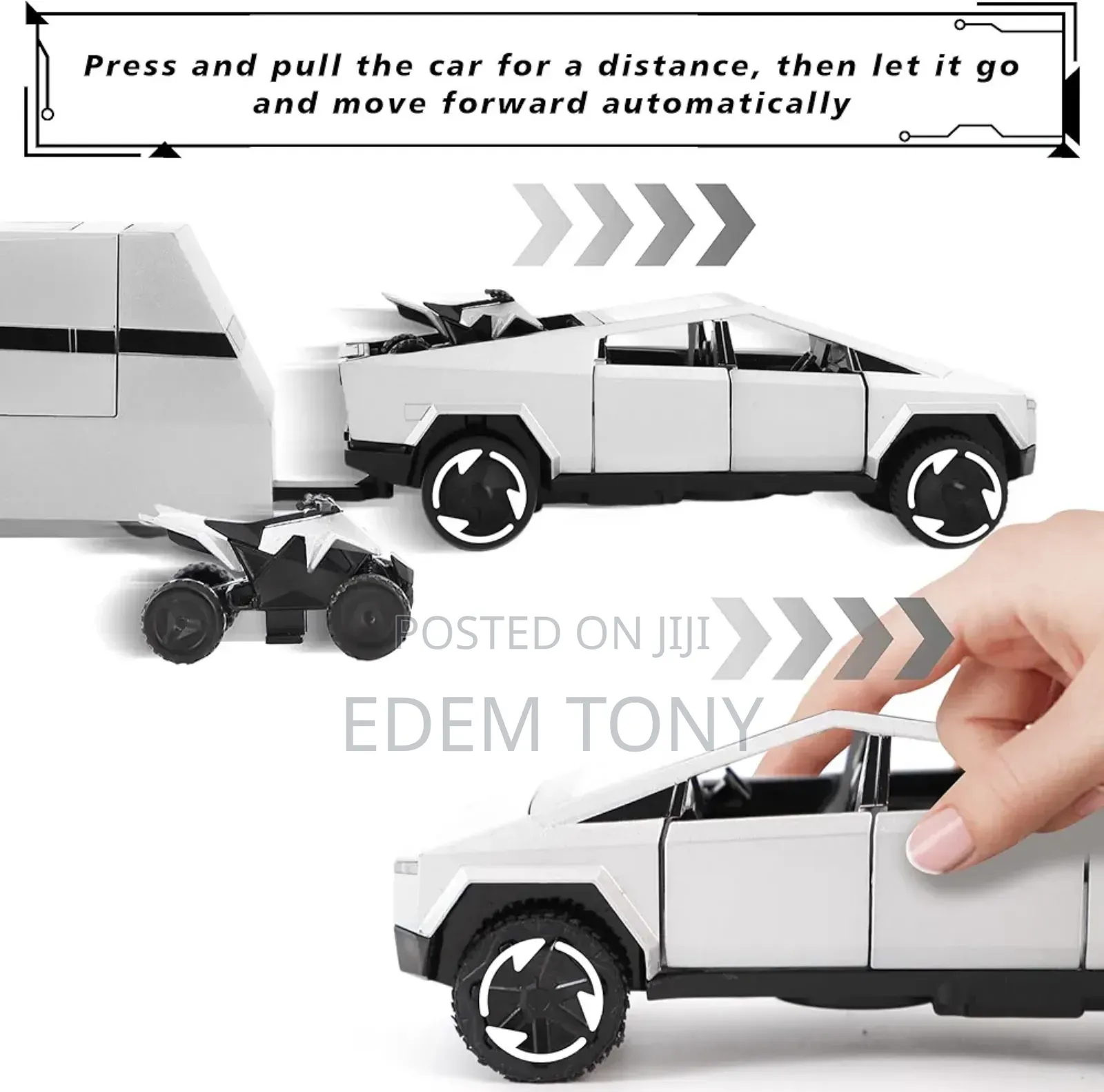 Tesla Cybertruck Die-Cast Toy Set Trailer, Charging Pile
