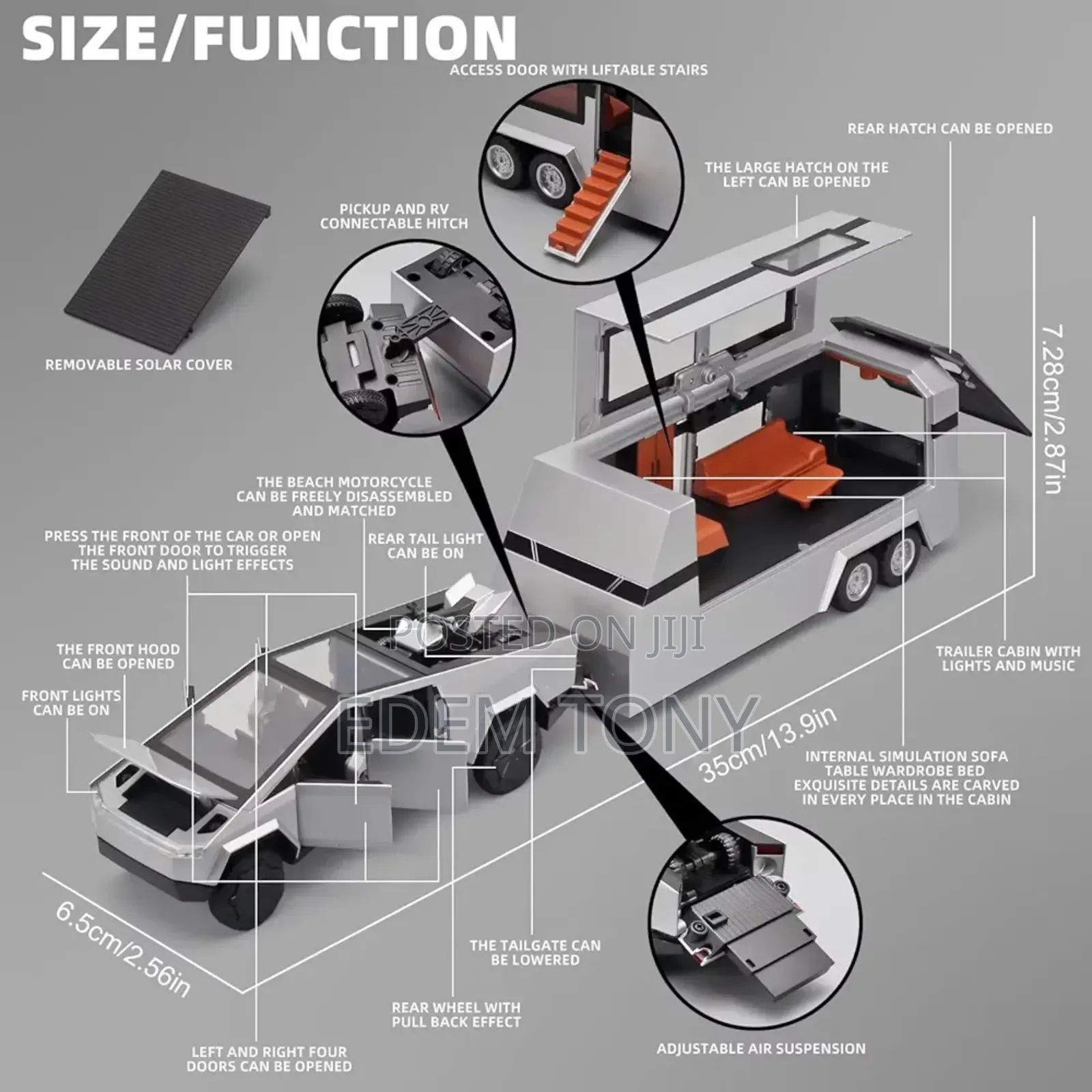 Tesla Cybertruck Die-Cast Toy Set Trailer, Charging Pile