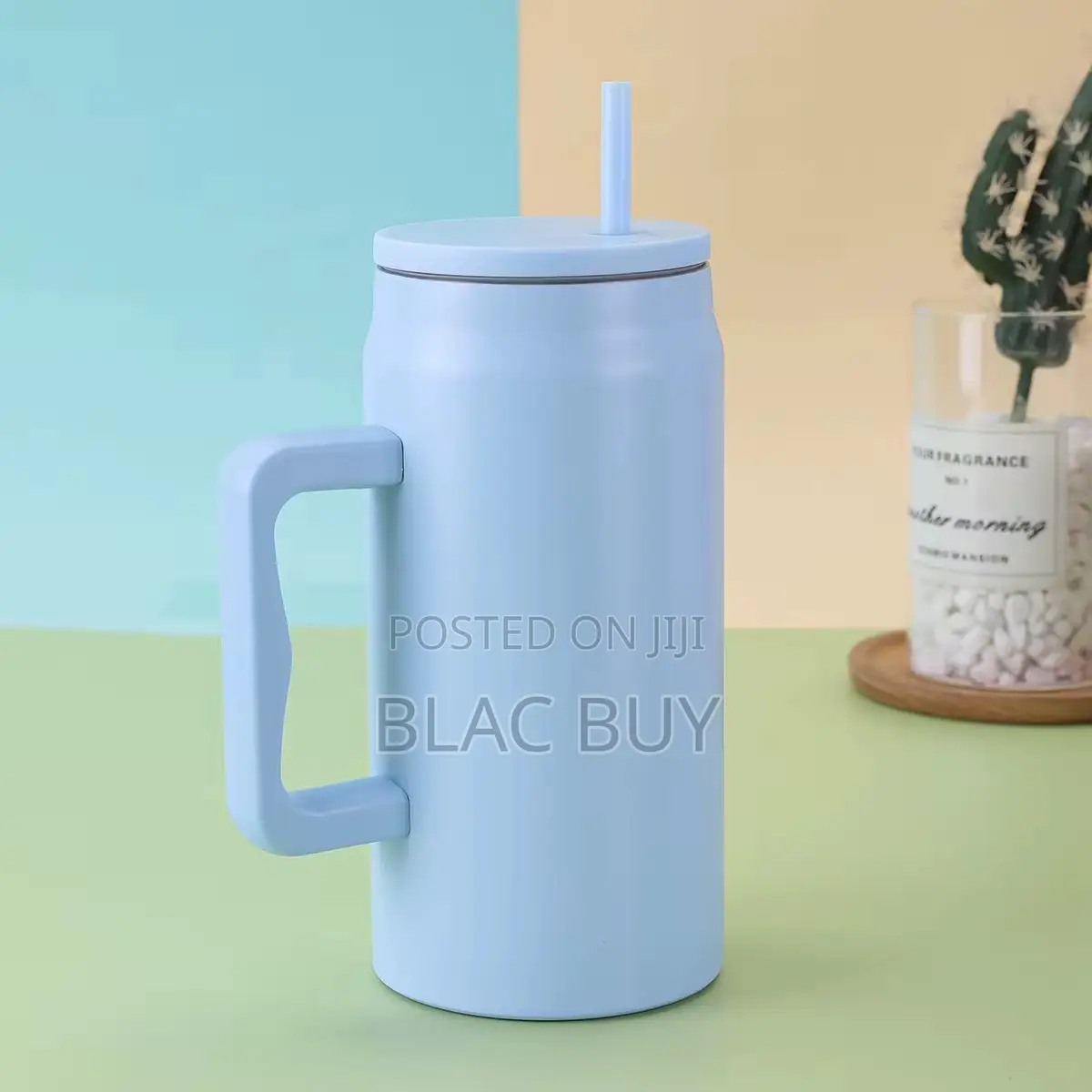 Vacuum Insulated Cup, Mug With Handle and Straw 50oz Double Walled