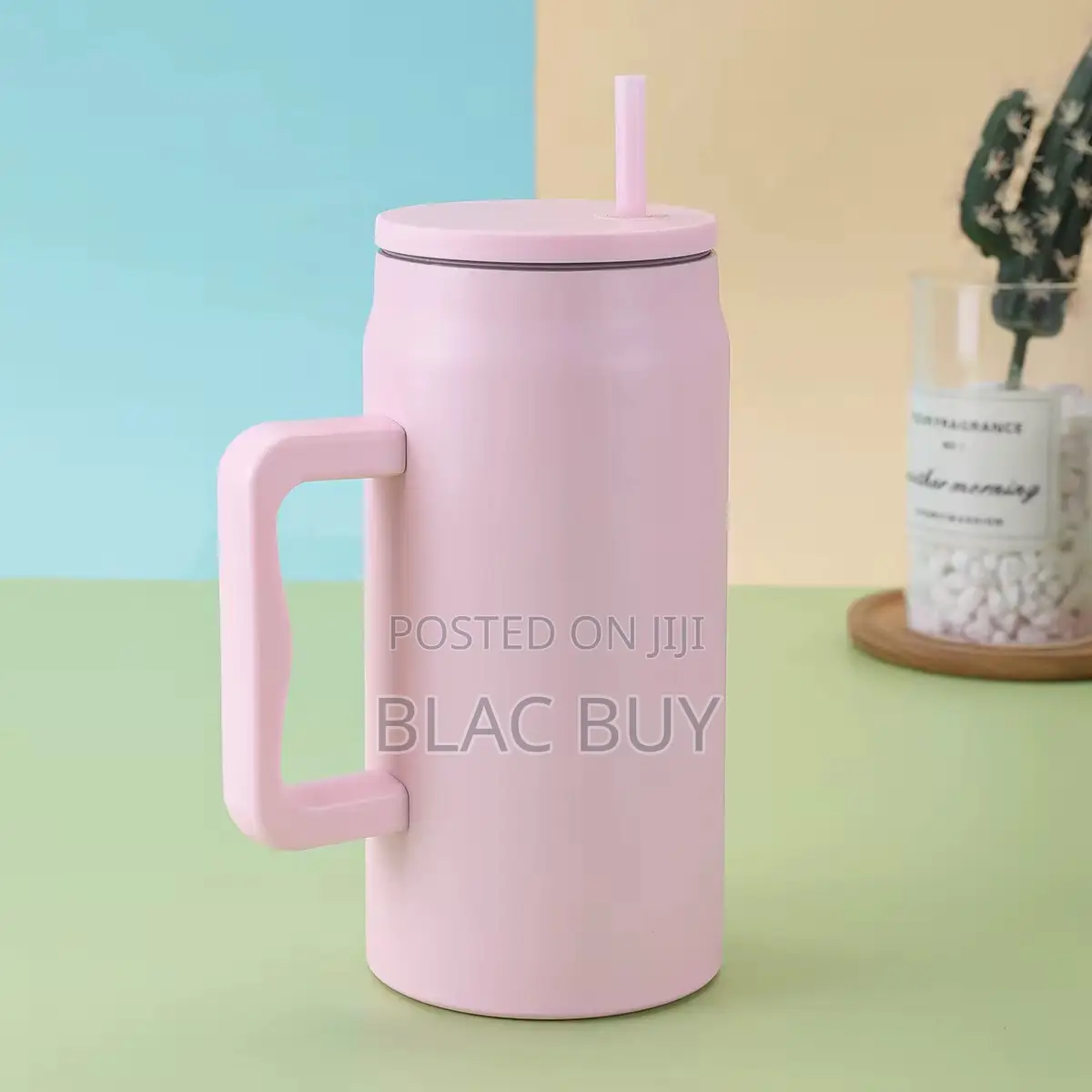 Vacuum Insulated Cup, Mug With Handle and Straw 50oz Double Walled
