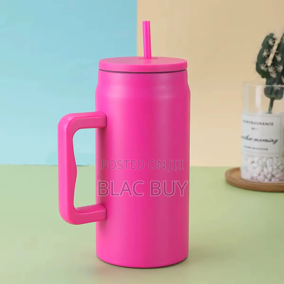 Vacuum Insulated Cup, Mug With Handle and Straw 50oz Double Walled