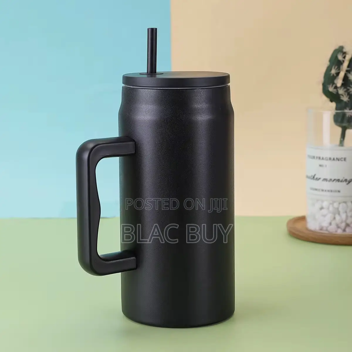 Vacuum Insulated Cup, Mug With Handle and Straw 50oz Double Walled