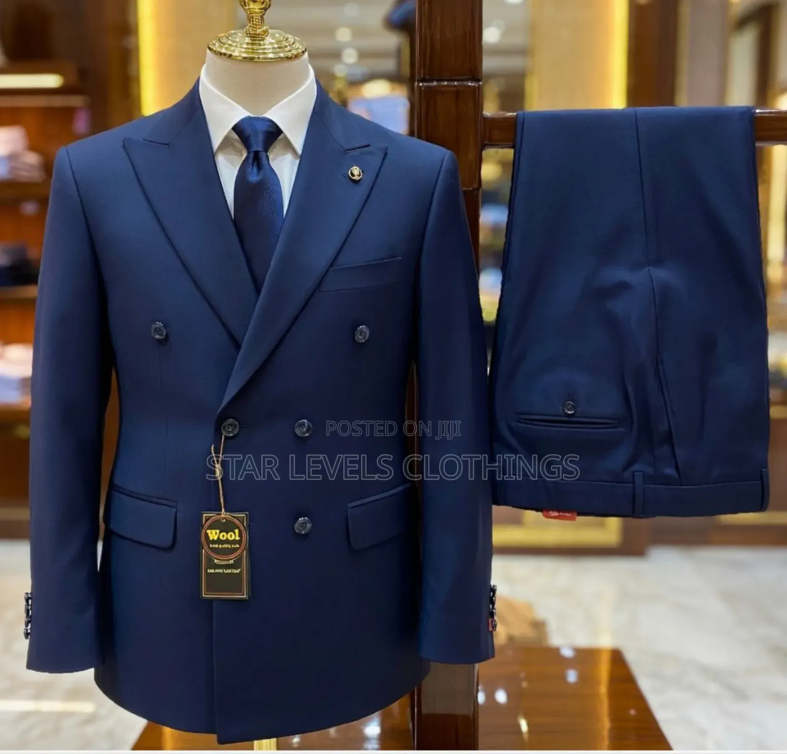 Blue Black Double Breasted Suit in All Sizes