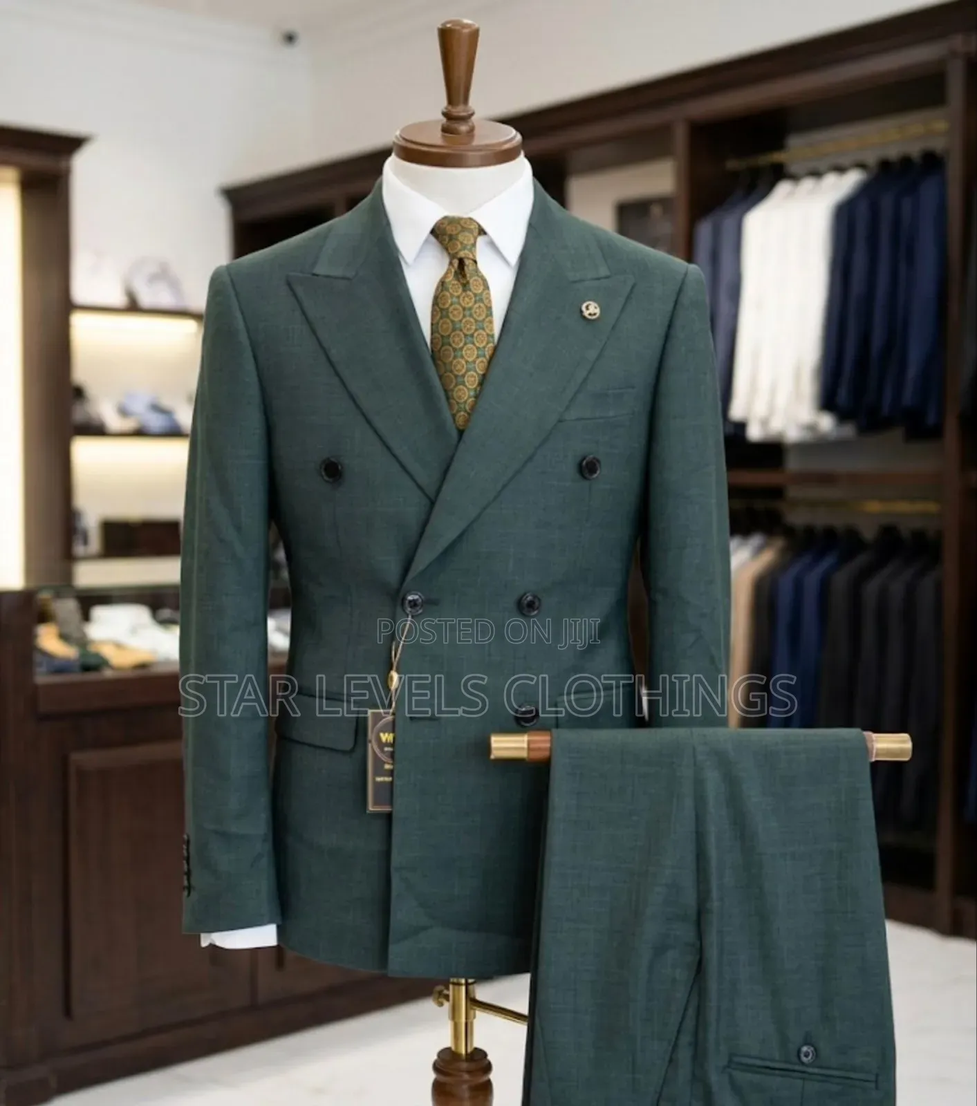 Blue Black Double Breasted Suit in All Sizes