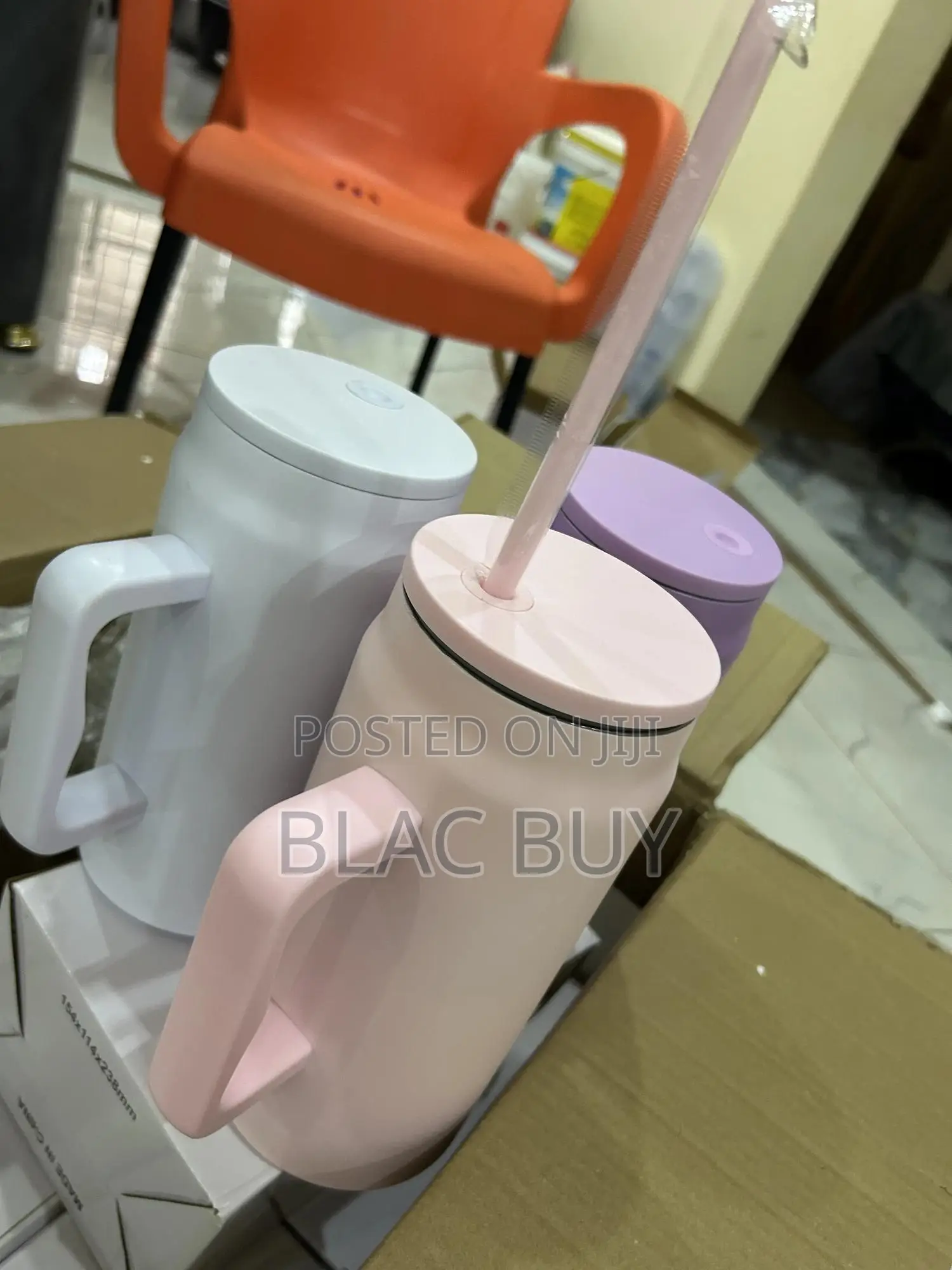 Vacuum Insulated Cup, Mug With Handle and Straw 50oz Double Walled