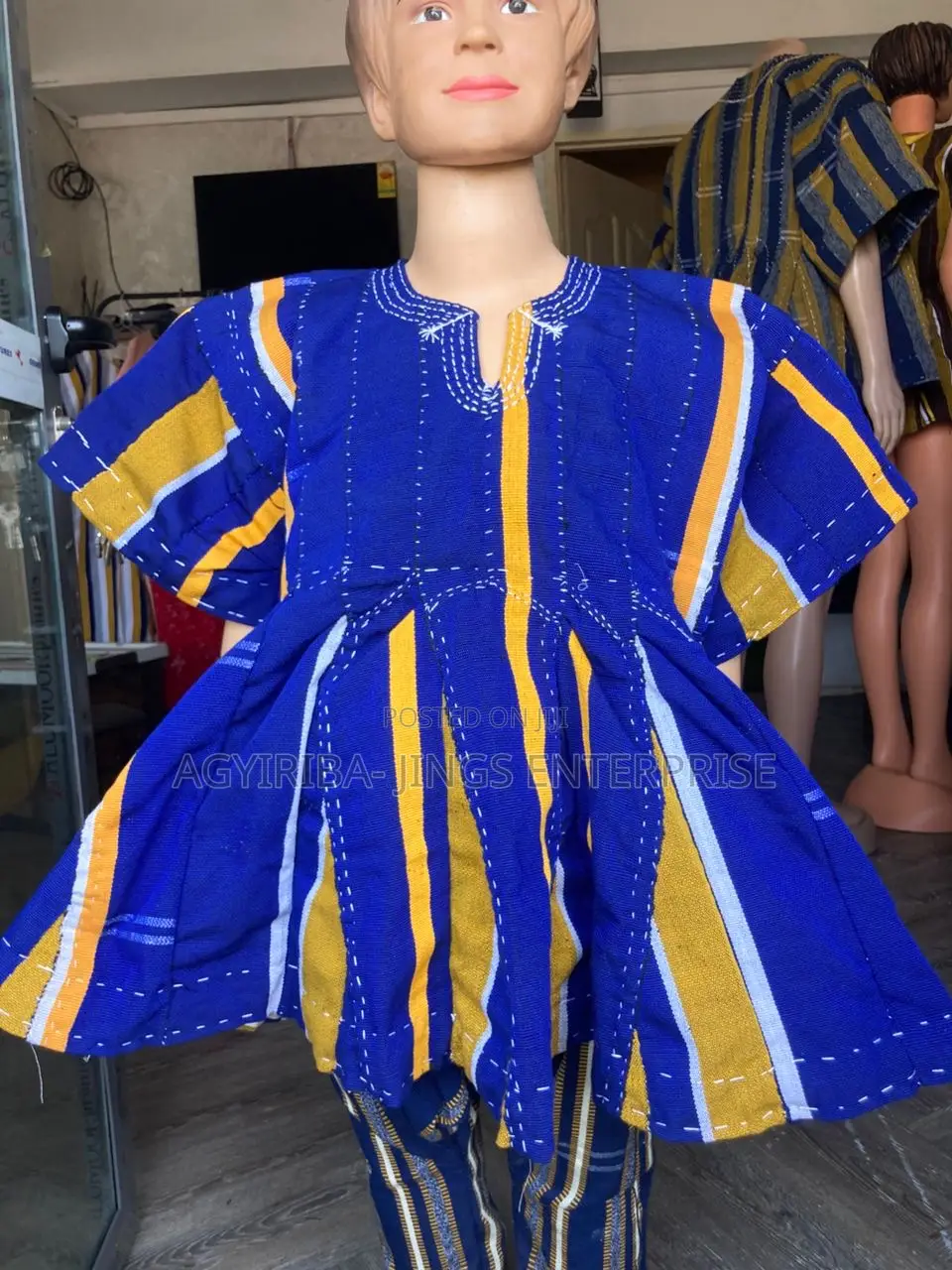 Kids Smock for Boys- Blue and Yellow