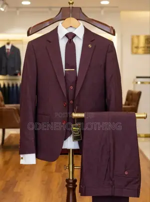 Burgundy 3 Pieces Suit for Men