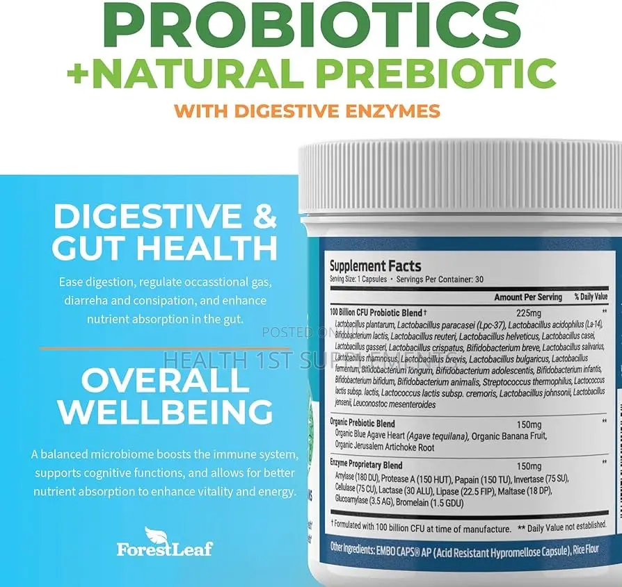 Forest Leaf Probiotics, 100 Billion Cfus, 26 Strains, 30 Veg Capsules