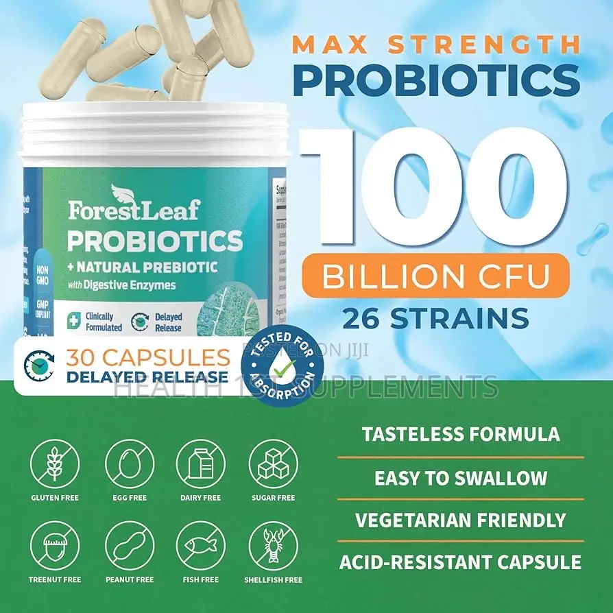 Forest Leaf Probiotics, 100 Billion Cfus, 26 Strains, 30 Veg Capsules