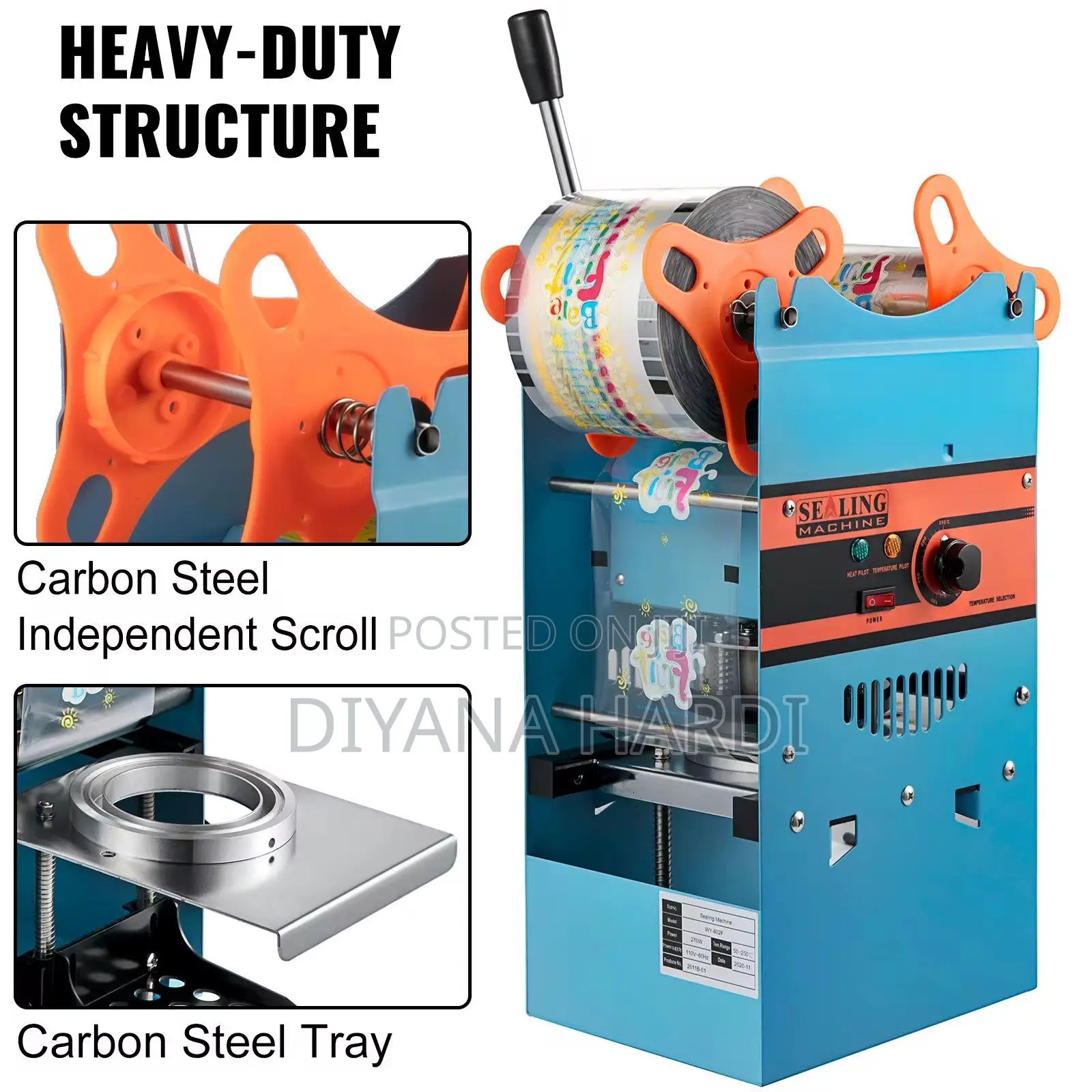 Professional Manual Cup Sealing Machine - High Speed 500 Cups/Hr