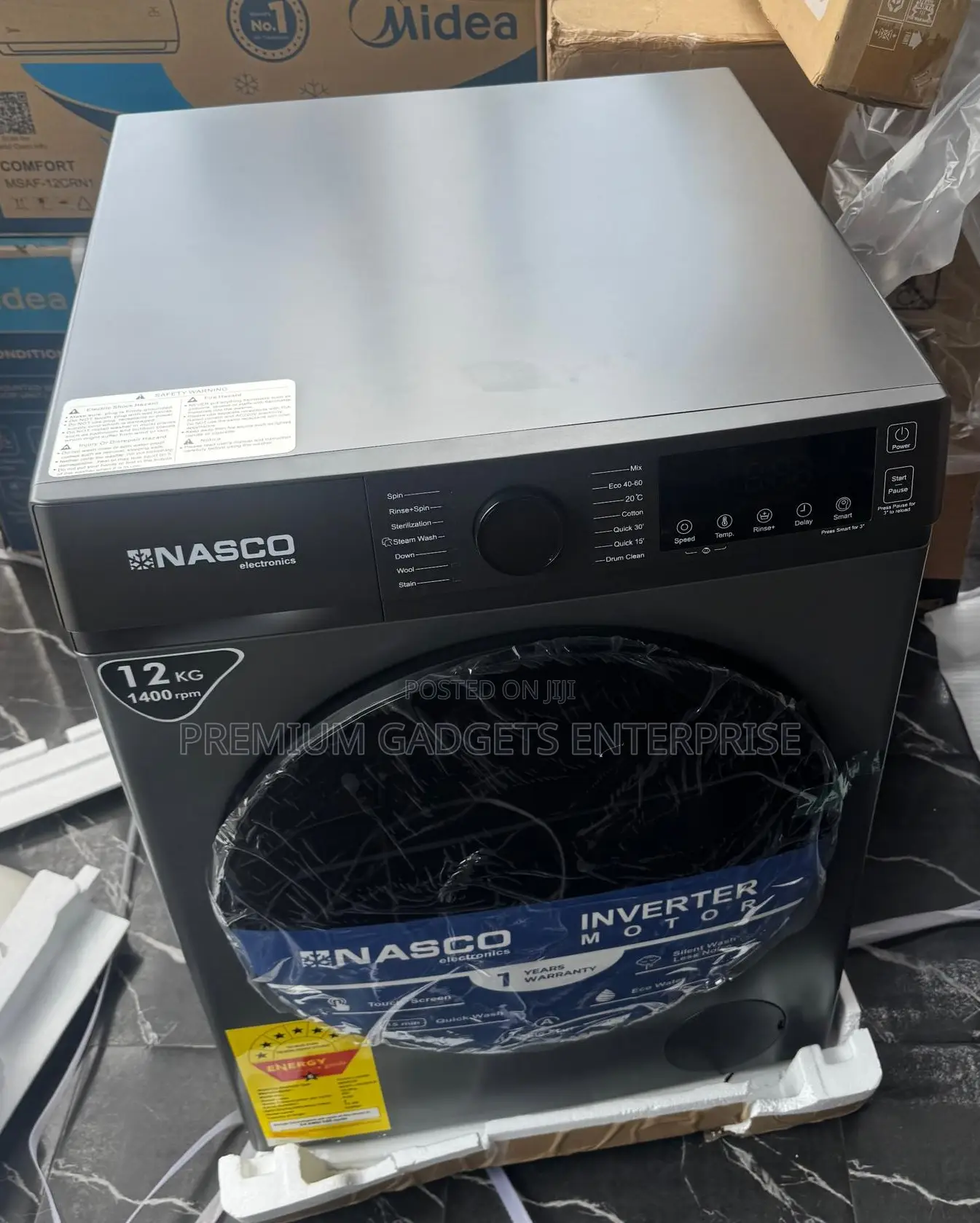 Nasco 12kg Energy Saving Inverter Motor Front Load Washing Machine