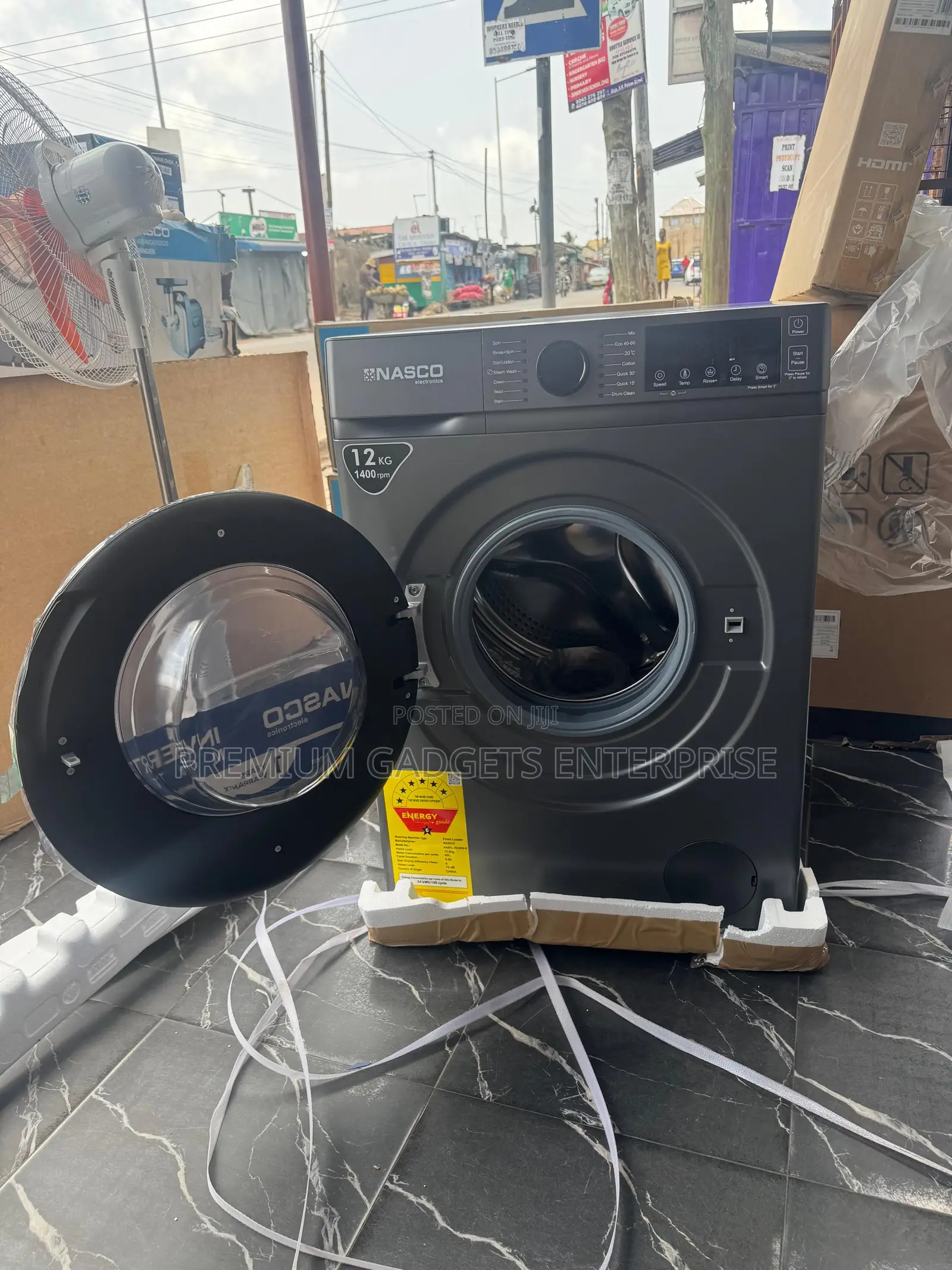 Nasco 12kg Energy Saving Inverter Motor Front Load Washing Machine