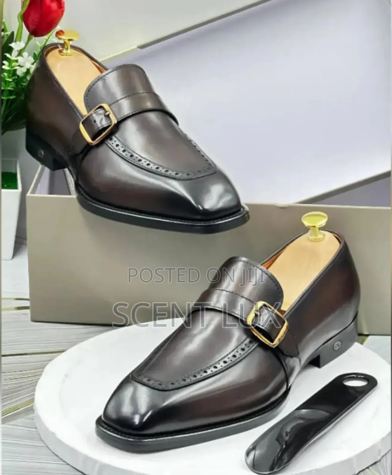 Double Monk Strap Leather Shoe