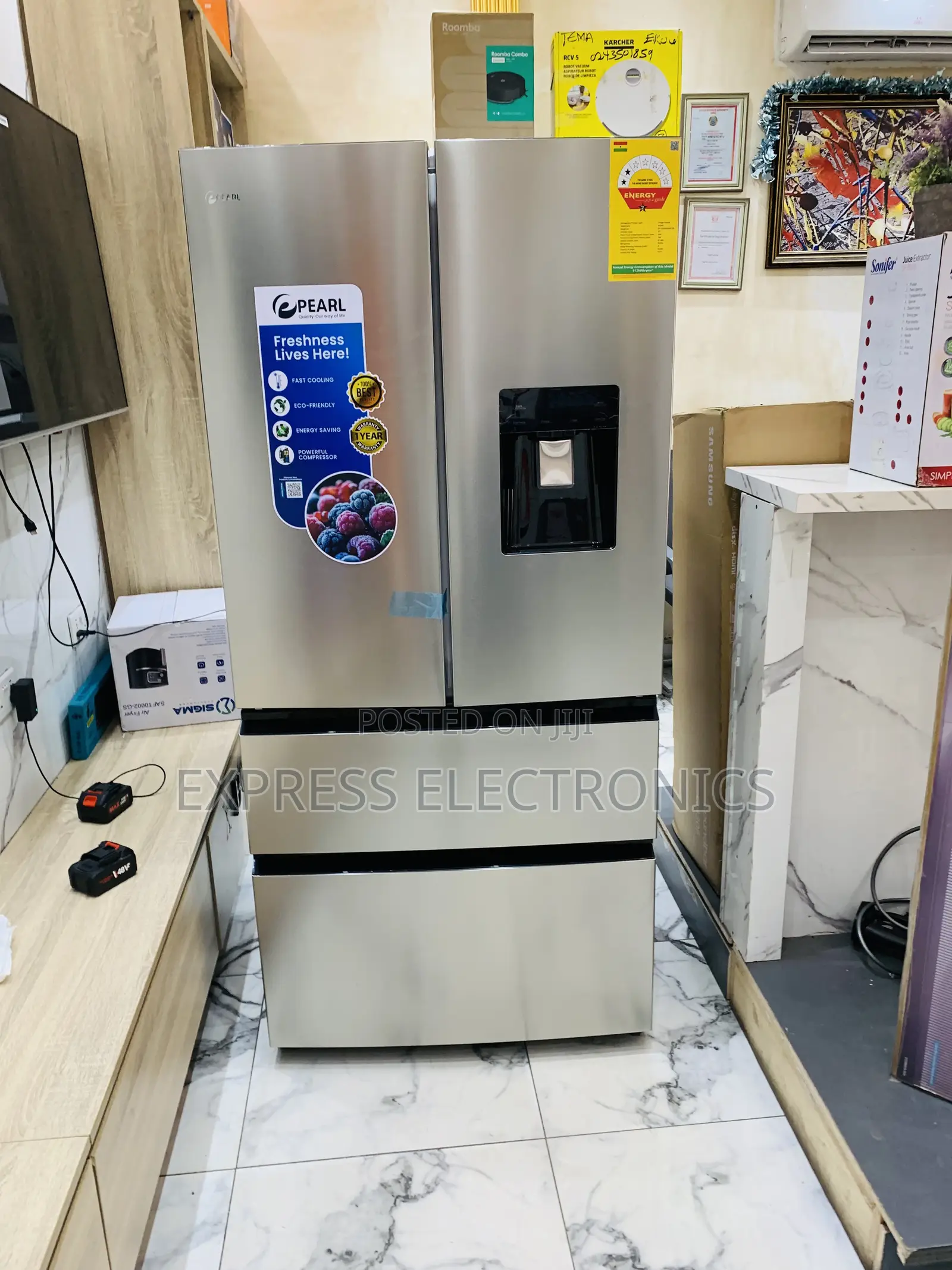 Long Lasting Effects Four Door Fridge Grey Pearl 531l