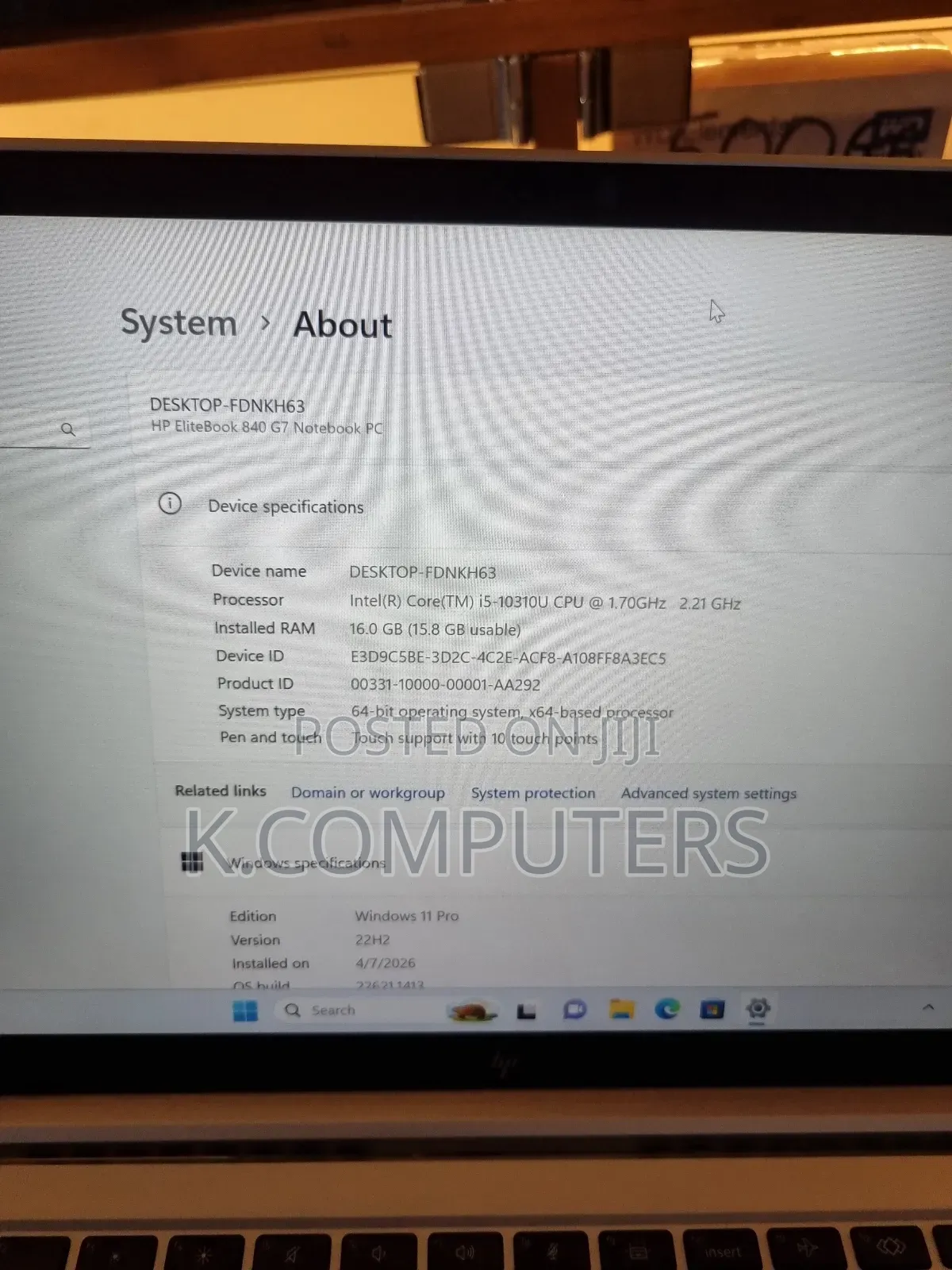 Laptop HP EliteBook 840 G7 16GB Intel Core i5 SSD 256GB