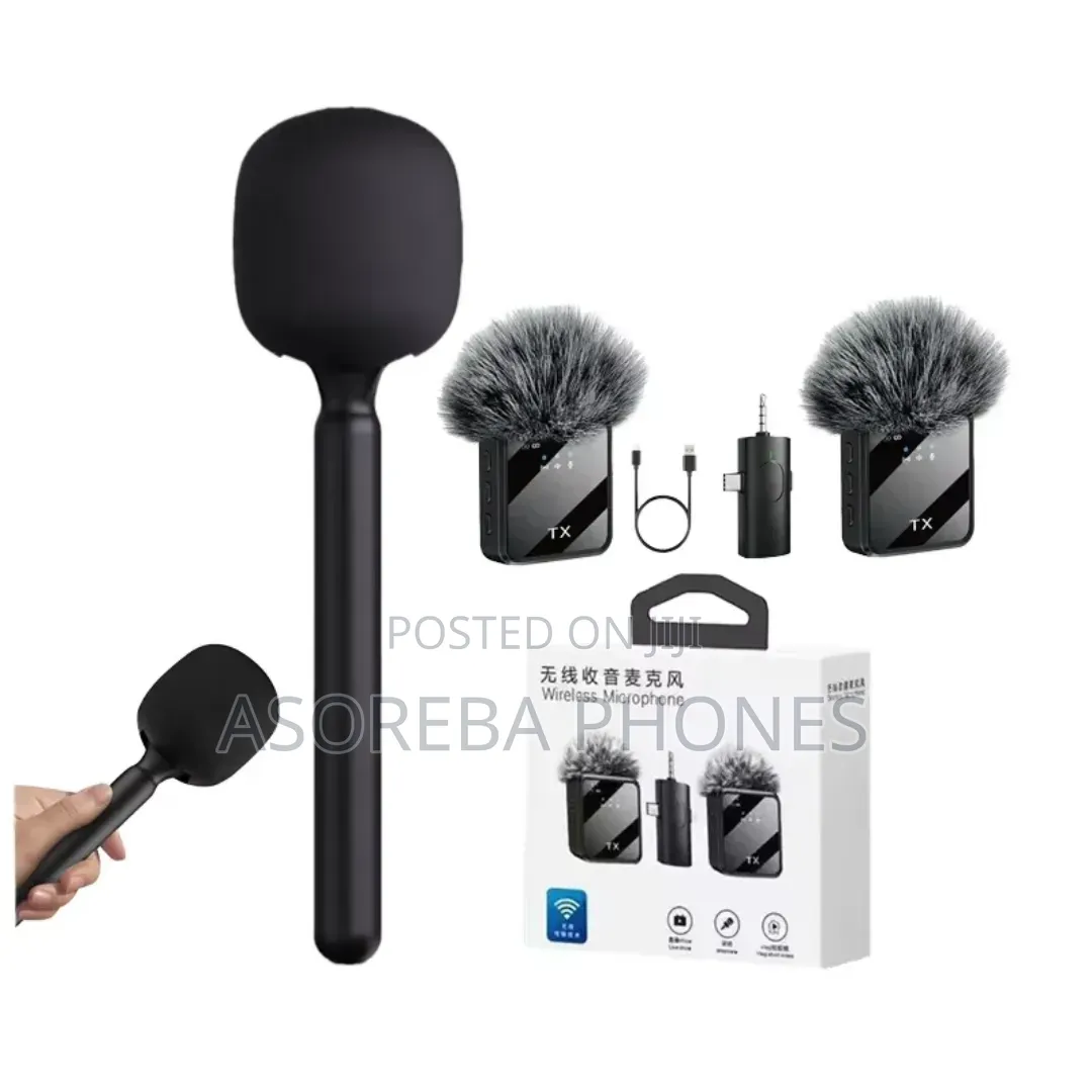 3in1 Handheld Microphone Kit 2 Mics , Lapel Holder for Phone Camera