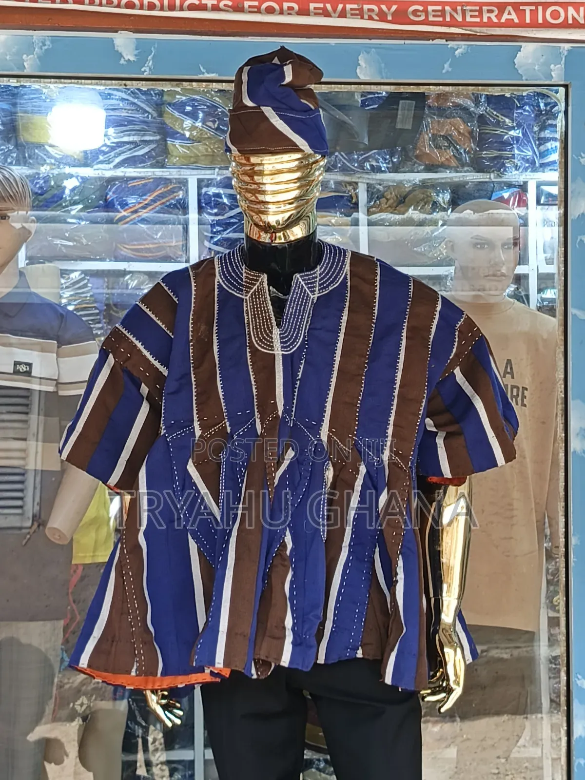 Ship Now Modern Royal Smock – Bold Batakari Design-Tryahu Ghana