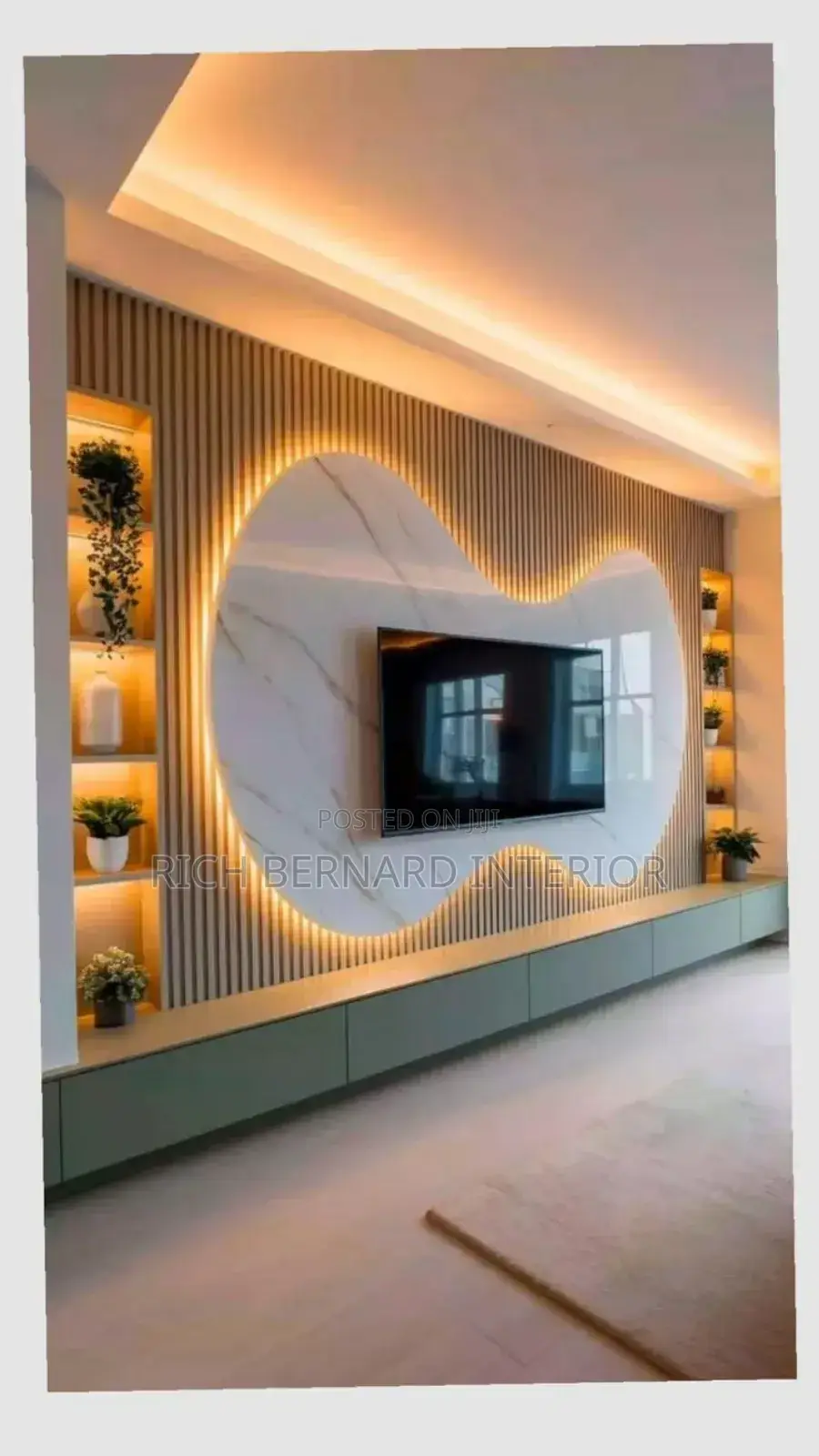 Modern Waves Marble Tv Console