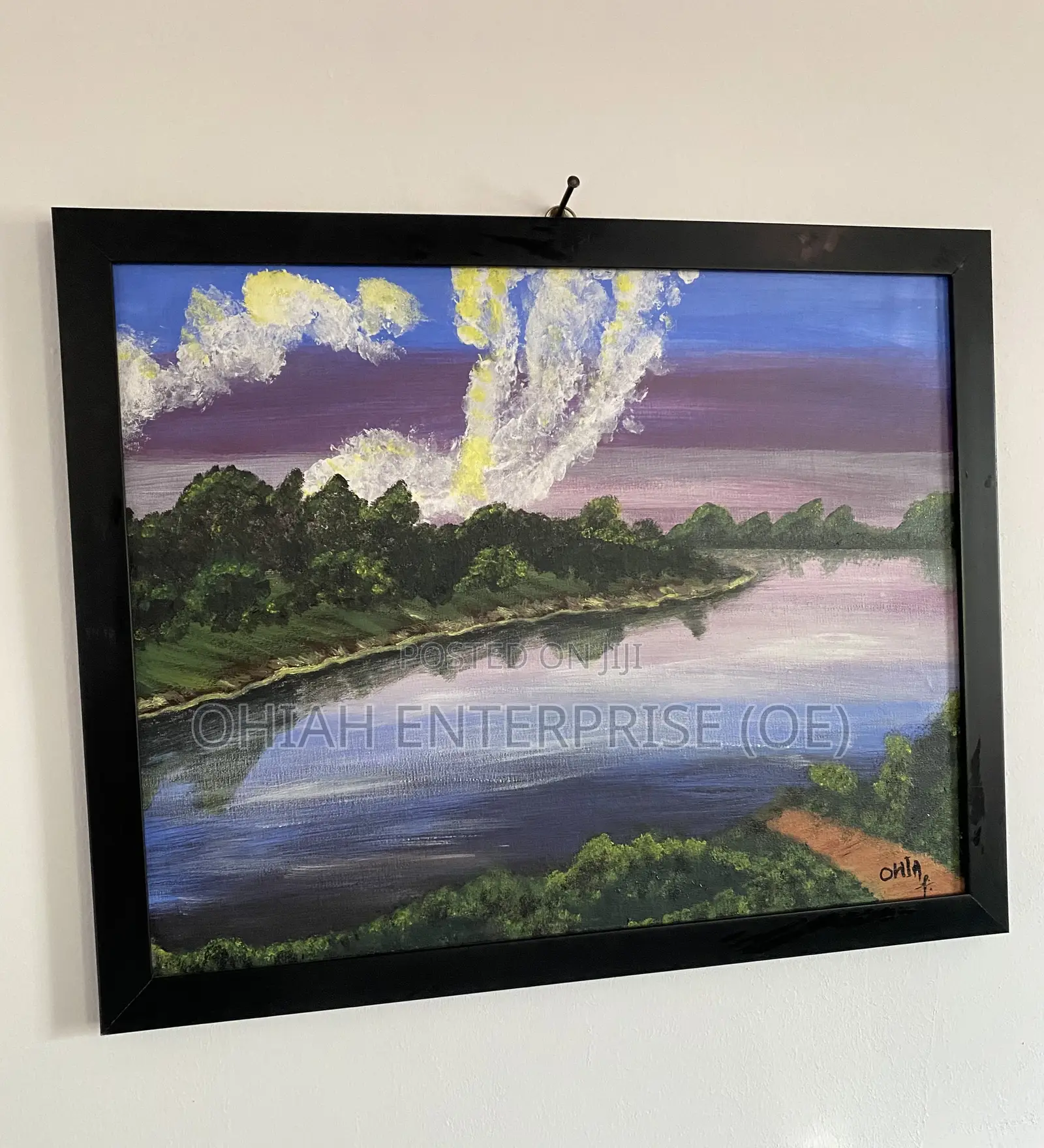 Hand-Painted River-Side Art for Sale
