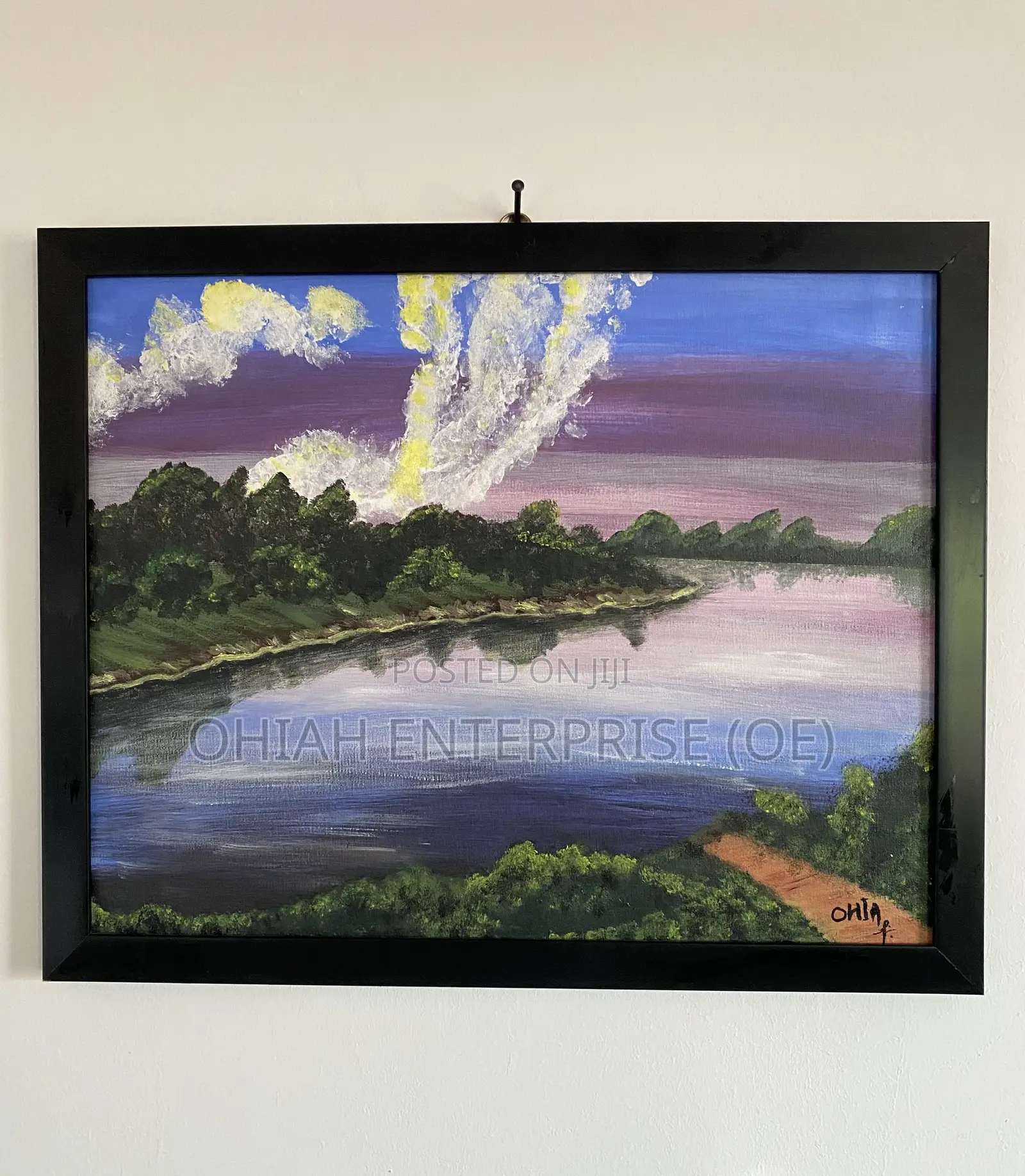 Hand-Painted River-Side Art for Sale