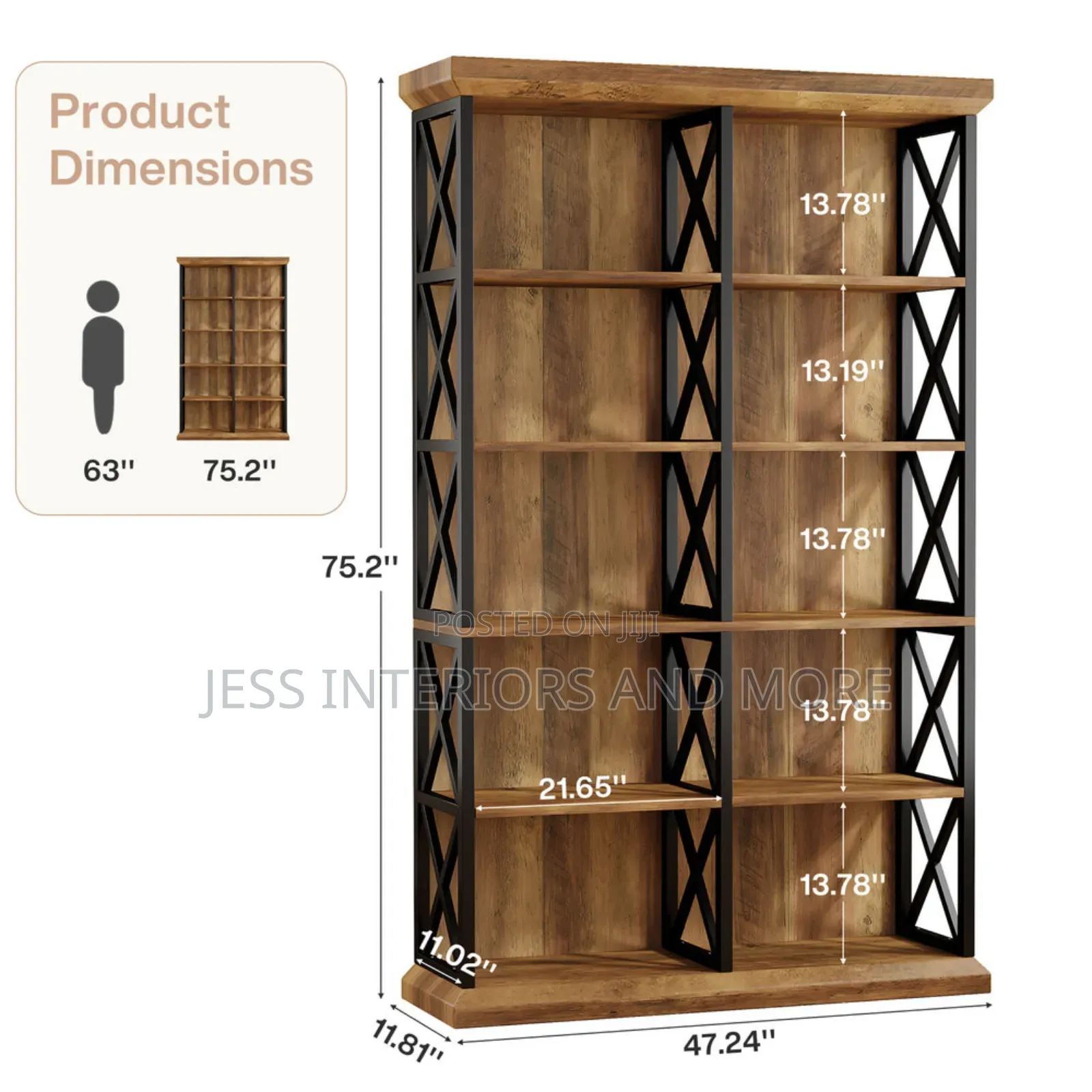 6-Tier Bookshelf Display for Home and Office