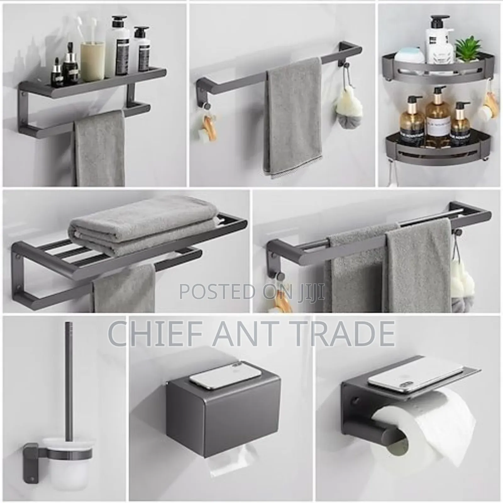 PVC Bath Room Accessories Grey