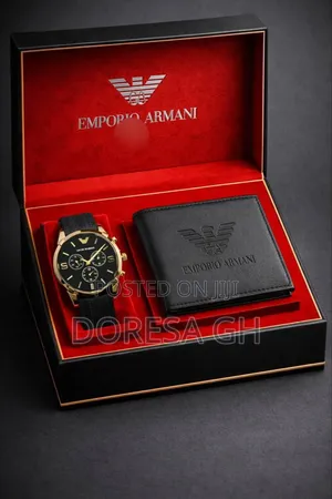 Premium Giorgio Armani Watch Wallet Gift Set for Men – Luxury Set