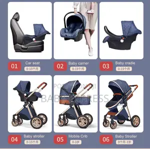 Luxury 3-in-1 Baby Travel Stroller, Car Seat, Carry Cot Diaper Bag