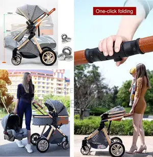 Luxury 3-in-1 Baby Travel Stroller, Car Seat, Carry Cot Diaper Bag