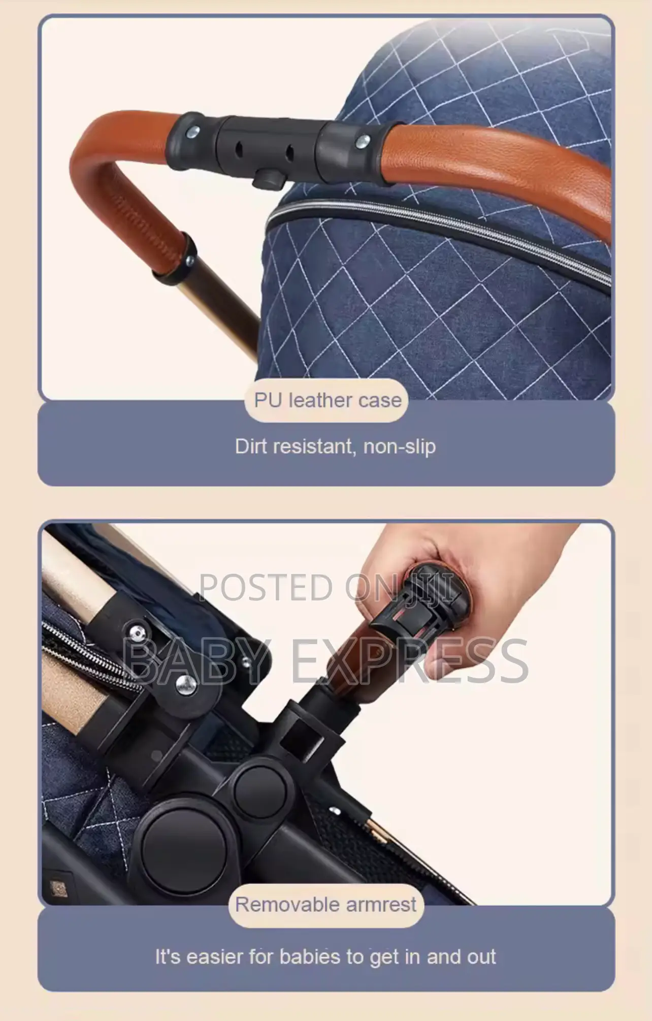 Luxury 3-in-1 Baby Travel Stroller, Car Seat, Carry Cot Diaper Bag