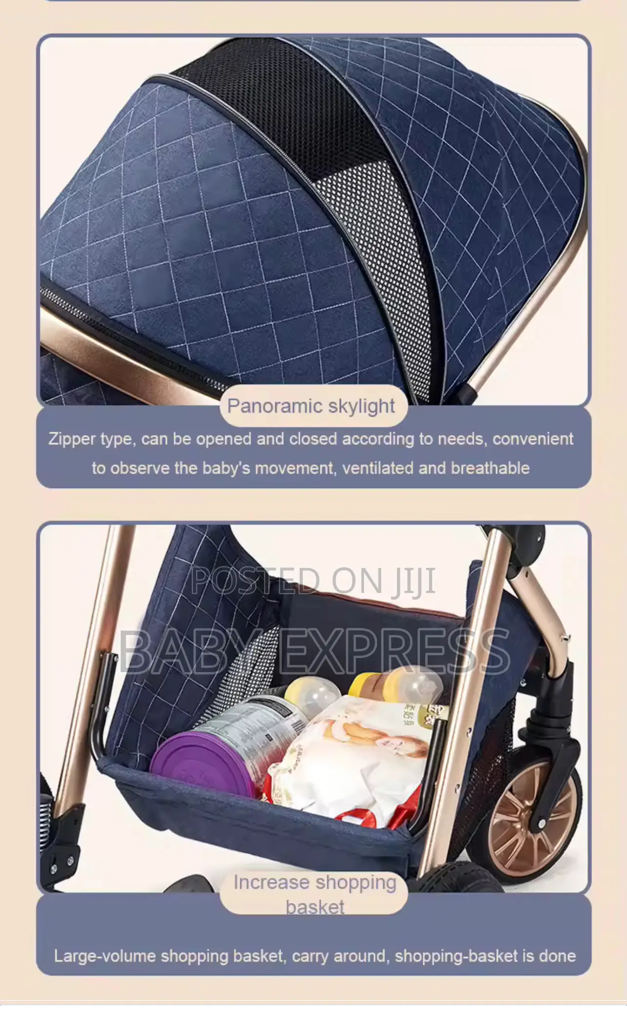 Luxury 3-in-1 Baby Travel Stroller, Car Seat, Carry Cot Diaper Bag