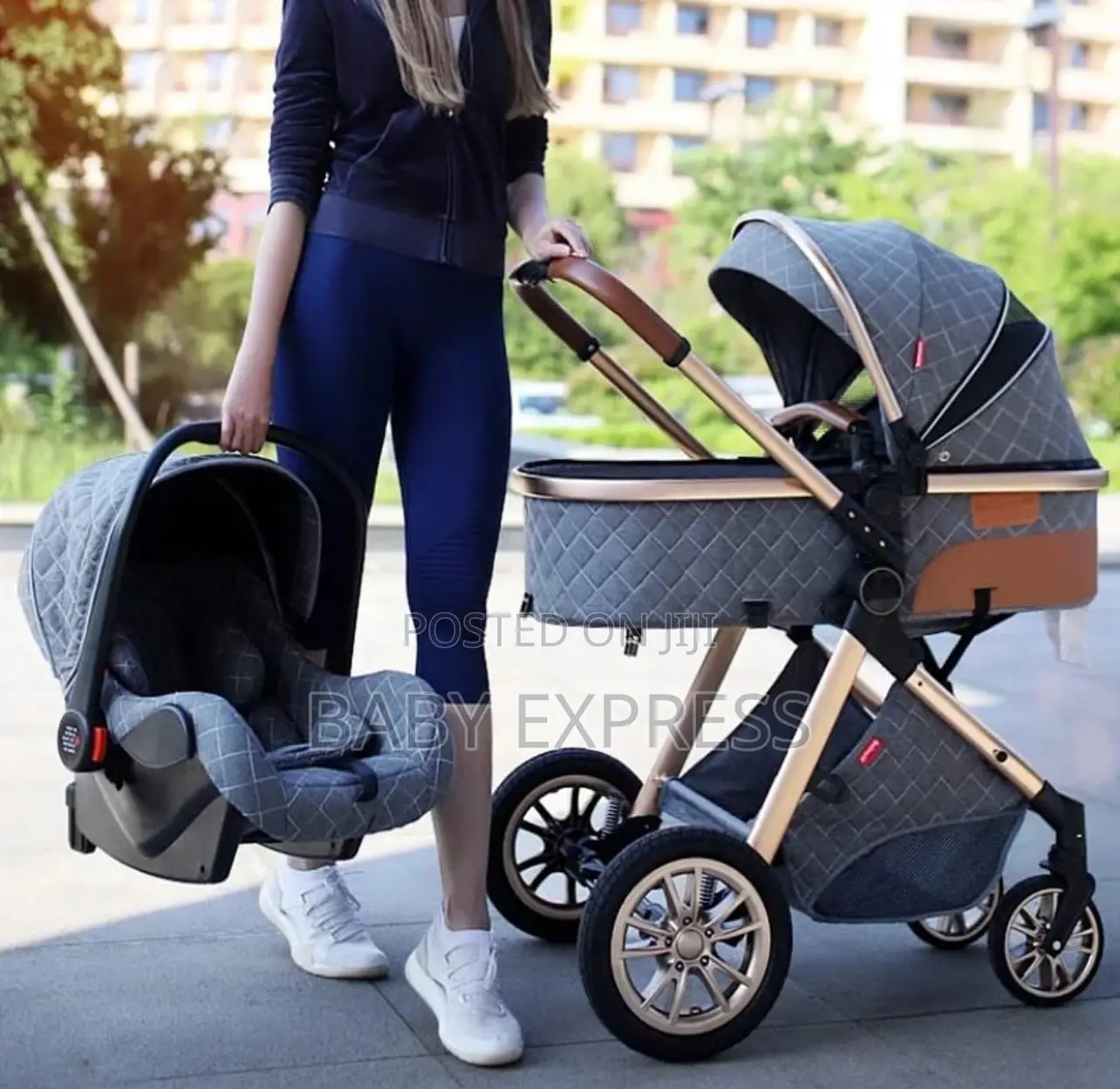 Luxury 3-in-1 Baby Travel Stroller, Car Seat, Carry Cot Diaper Bag