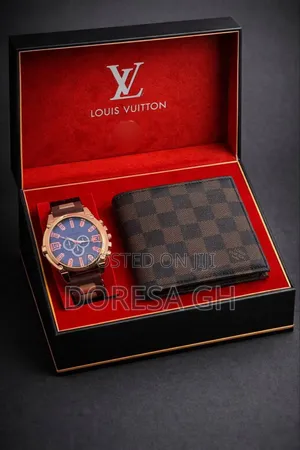 Premium Louis Vuitton Watch Wallet Gift Set for Men –Luxury Gift Set