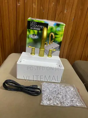 Flowing Tap Desktop Fountain With Natural River Stones and Led Ligh