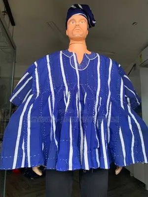 White and Blue Strips Men Smock