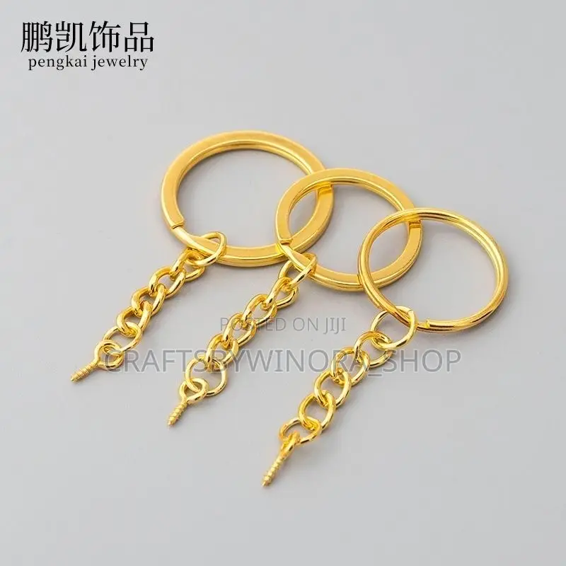 50pcs Gold Keyrings With Eye Screws – Diy Keychain Accessories