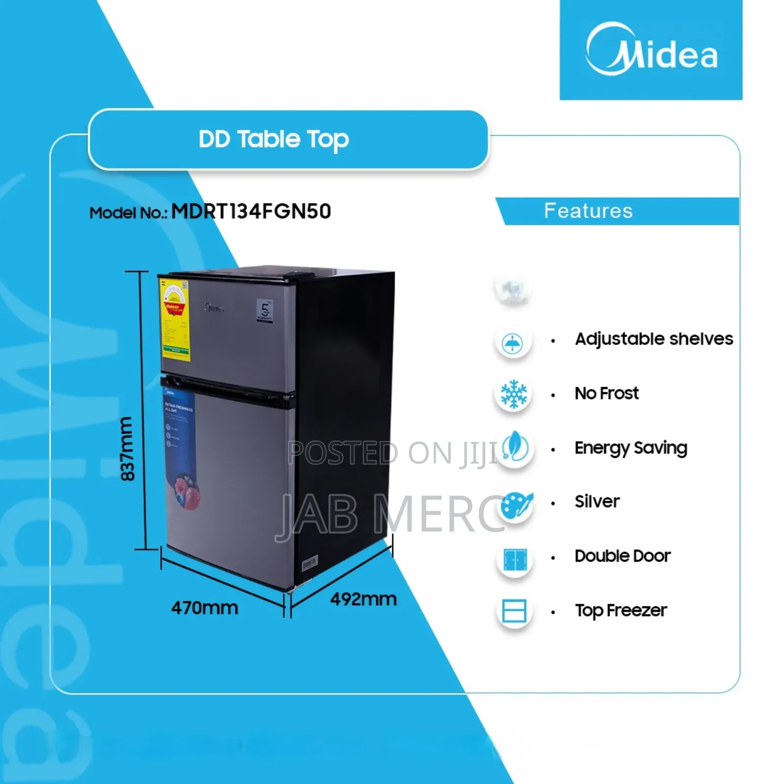 Promo Mini Fridge Top Freezer Double Doors Dark Silver
