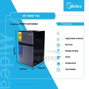 Promo Mini Fridge Top Freezer Double Doors Dark Silver